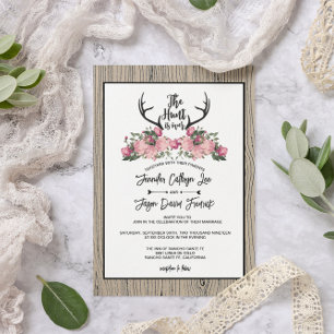 Convite O Rustic Floral Barnwood Hunt Acabou o Casamento