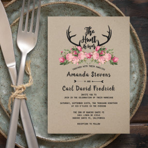 Convite O Rustic Floral Kraft Hunt Acabou o Casamento