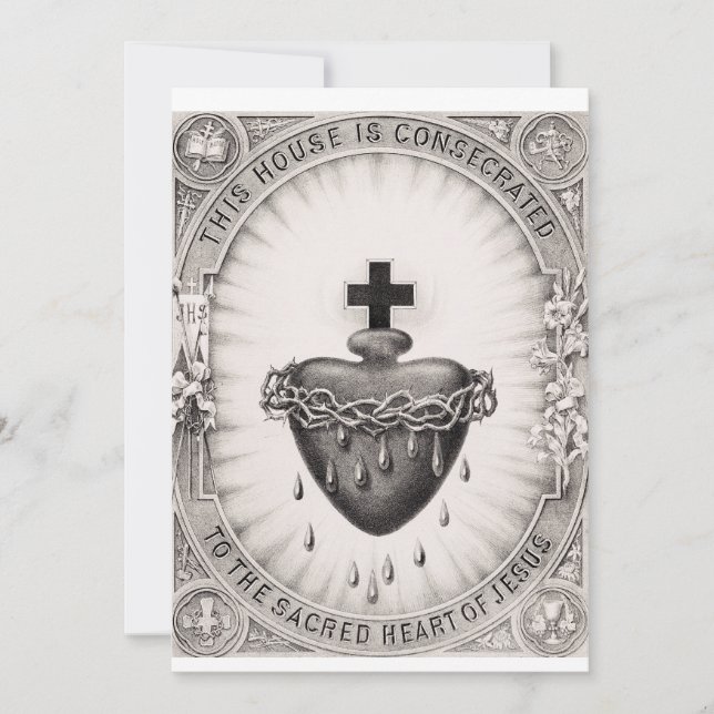 Convite O Sagrado Coração de Jesus Símbolo Divino (Frente)