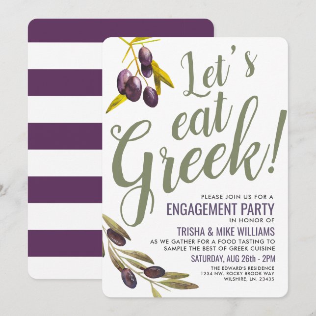 Convite O Sangria grego da festa de noivado do provando da (Frente/Verso)