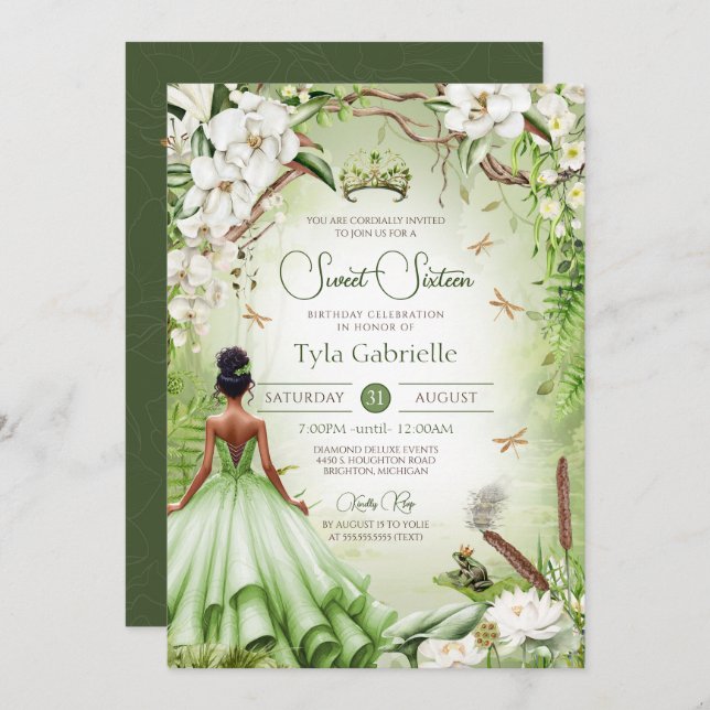 Convite O Sapo Príncipe Fairytale Princesa Doce Dezesseis (Frente/Verso)