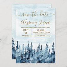 O Save The Date de Aquarela da Floresta Azul