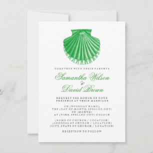 Convite O Scallop Shell do vintage do casamento de praia