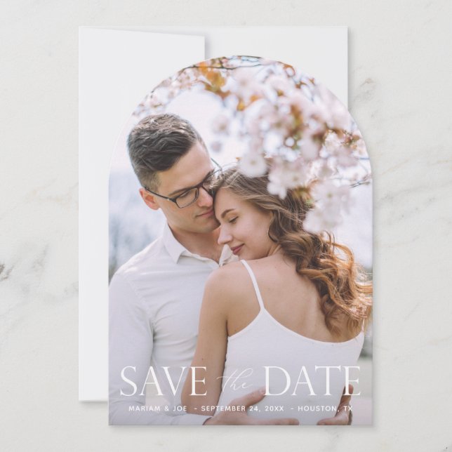 Convite O Script V Modern 2 Foto Salva o Arco de Data (Frente)