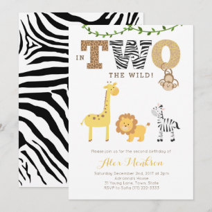 Convite O segundo aniversário da selva convida, zebra do