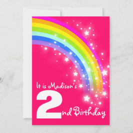 Convite O segundo aniversário roxo do arco-íris dos miúdos