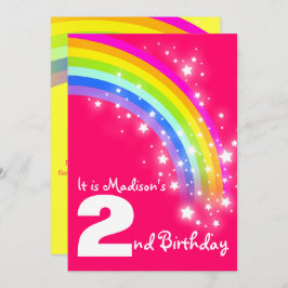 Convite O segundo aniversário roxo do arco-íris dos miúdos