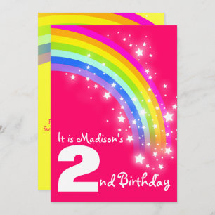 Convite O segundo aniversário roxo do arco-íris dos miúdos