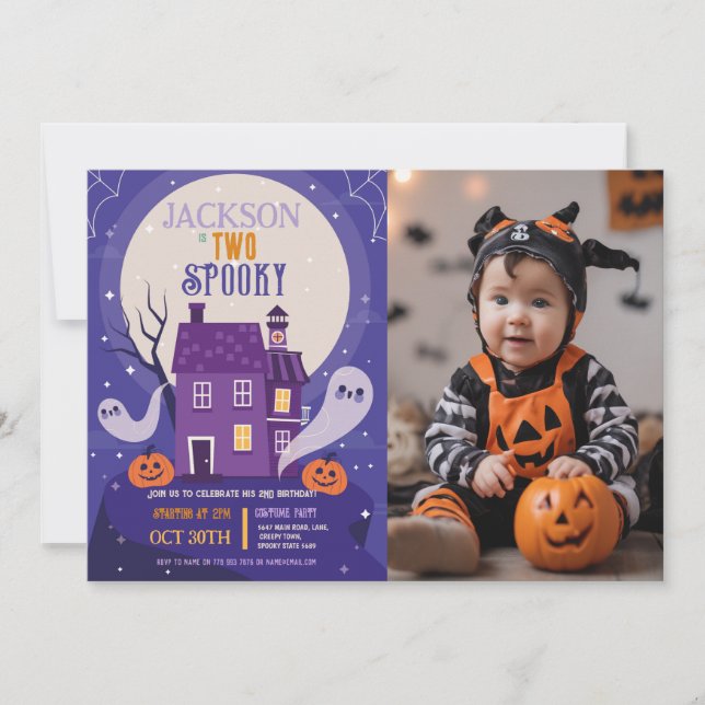 Convite O segundo do Halloween traga dois festas fotográfi (Frente)