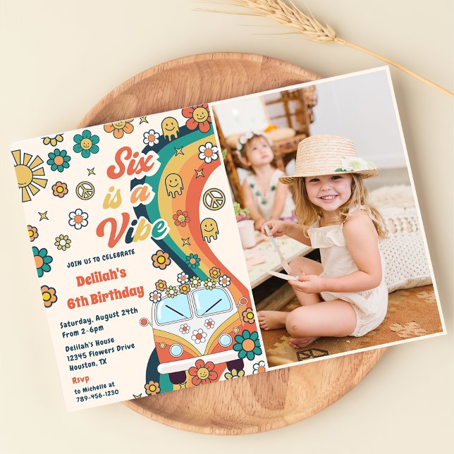 Convite O Seis É Uma Festa de aniversário De 6 Retrorrefle (Criador carregado)