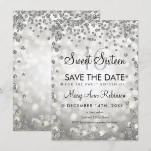 Convite O Silver Sweet 16 Salva As Luzes Da Glitter De Dat