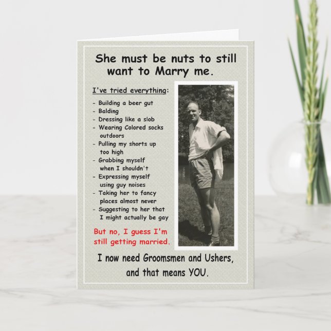 Convite O Slob precisa de Padrinhos de casamento e Ushers (Frente)