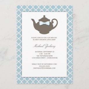 Convite O sorvo doce do bebê do bule do azul Brown e vê