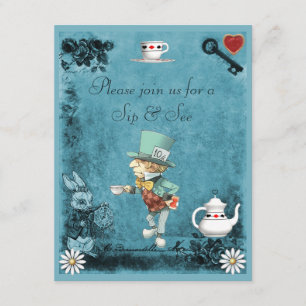 Convite O sorvo louco azul do Hatter do menino & vê o ch