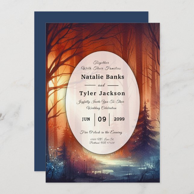 Convite O Spell de Woodland do Casamento de Folhas (Frente/Verso)