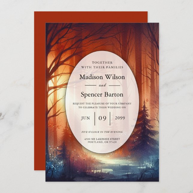 Convite O Spell de Woodland do Casamento de Folhas (Frente/Verso)