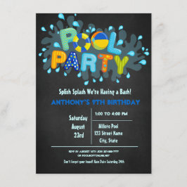 Convite O Splash Azul Vem À Nossa Festa De Piscina De Bash