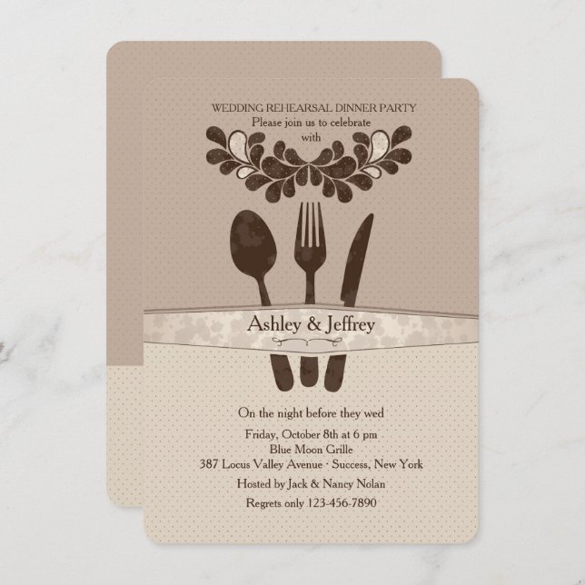 Convite O Sr. e a Sra. Utensils Jantam (Frente/Verso)