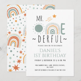 Convite O Sr. Onemagia Boho Rainbow Primeiro Aniversário