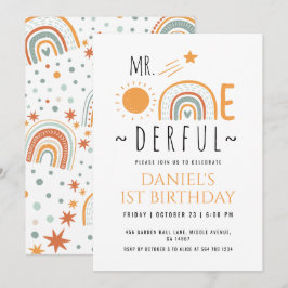 Convite O Sr. Onemagia Boho Rainbow Primeiro Aniversário