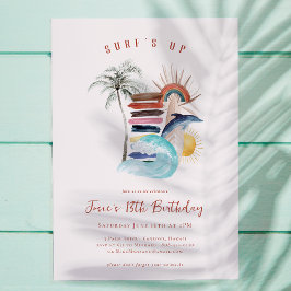 Convite O Surf Está Alto | Aniversário de Verão Retro Surf