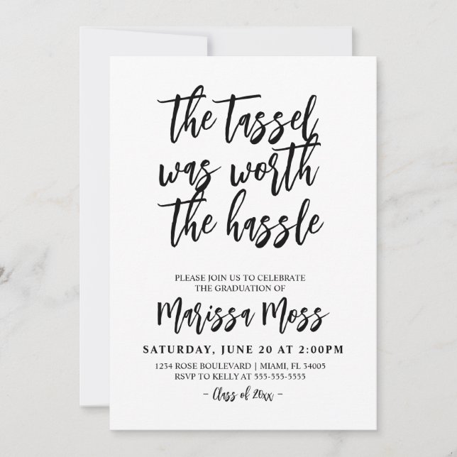 Convite O Tassel valeu a pena ser Graduado por Hassle (Frente)