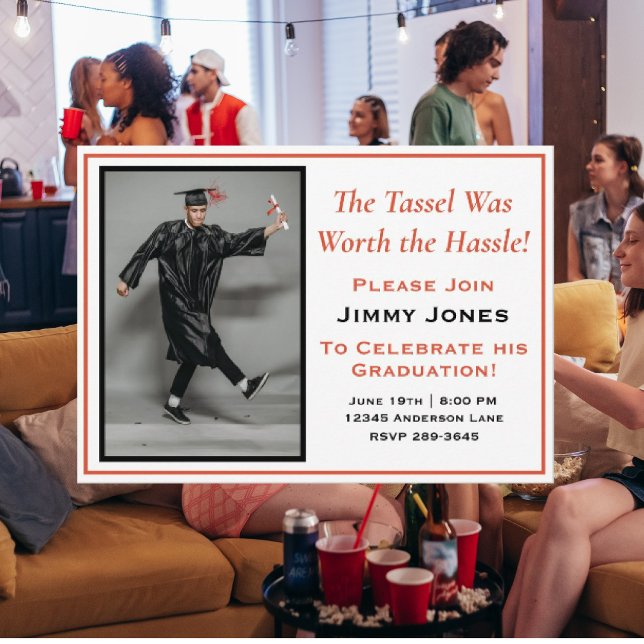 Convite O Tassel Valia A Pena Da Festa de formatura De Has (Criador carregado)