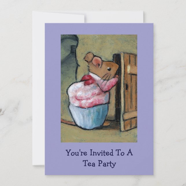 Convite O tea party da Sra. Tittlemouse (Beatrix Potter) (Frente)