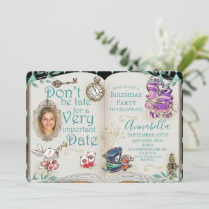 Convite O tema "Alice no País das Maravilhas"