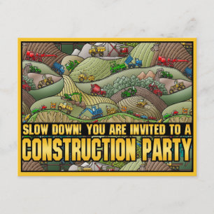 Convite O tema do equipamento de construção caçoa o