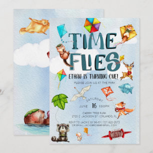 Convite O Tempo Voa Festa de 1º Aniversário com Tema de