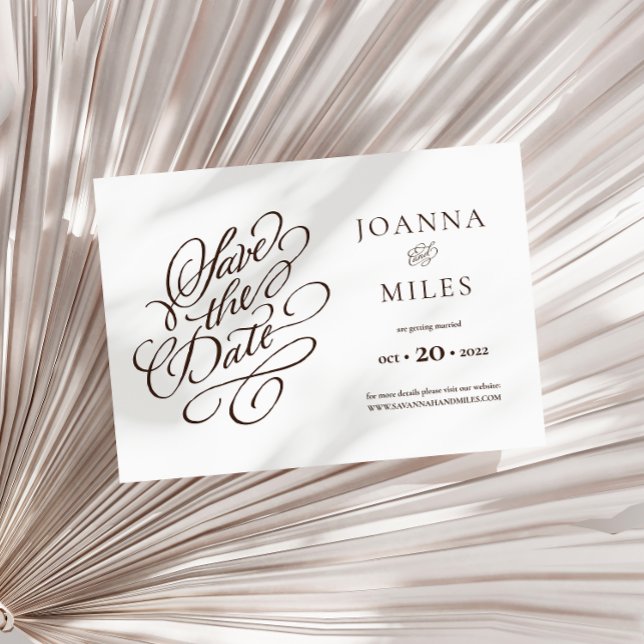 Convite O Tom Neutro Elegante da Caligrafia Salva a Data (Criador carregado)