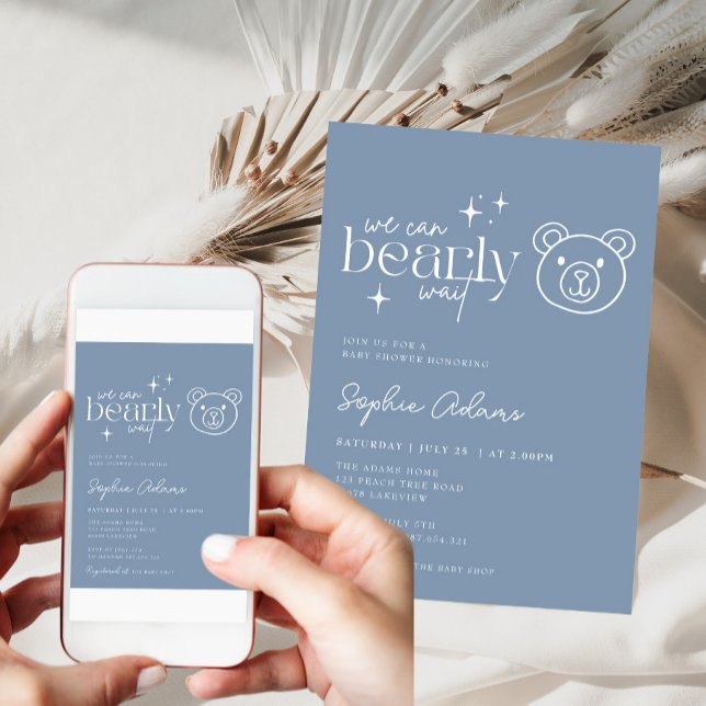 Convite O Urso Azul Dusty Pode Banhar Chá de fraldas De Es (Criador carregado)