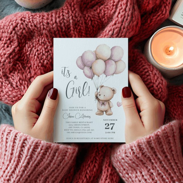 Convite O Urso de Teddy é um Balão de Beige Roxo (Criador carregado)