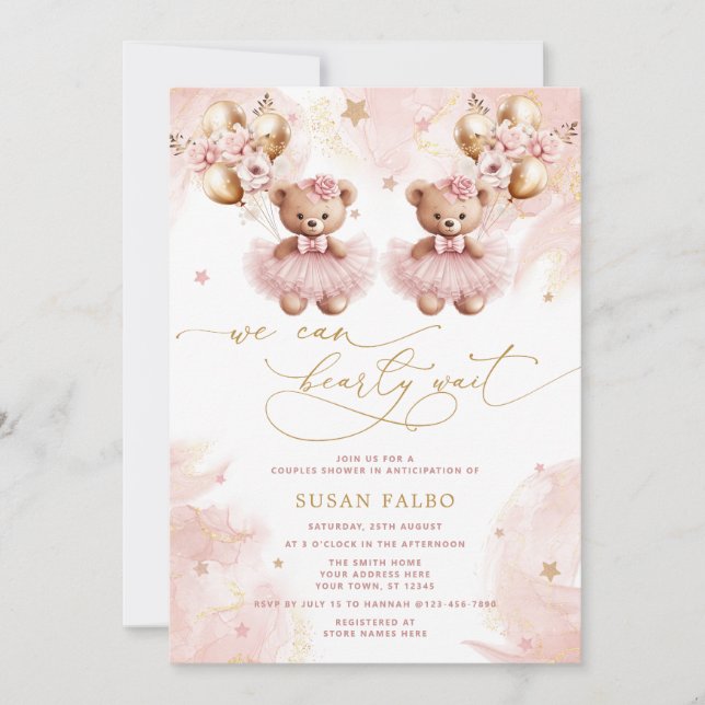 Convite O Urso Geminado Que Podemos Banhar Chá de fraldas  (Frente)