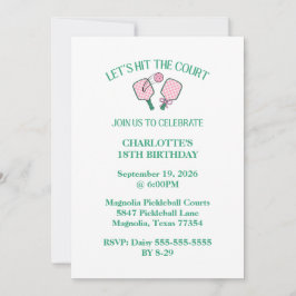 Convite O Vamos De Pickleball Retro Atingiu A Corte Aniver