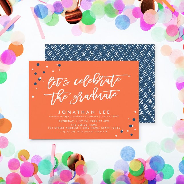 Convite O Vamos laranja celebra o Partido do Formando Form (Criador carregado)