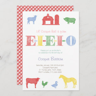 Convite O velho MacDonald Birthday, Convidando Festas de Z