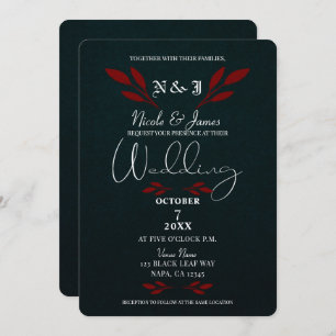 Convite O vermelho Matte deixa o casamento gótico Glam