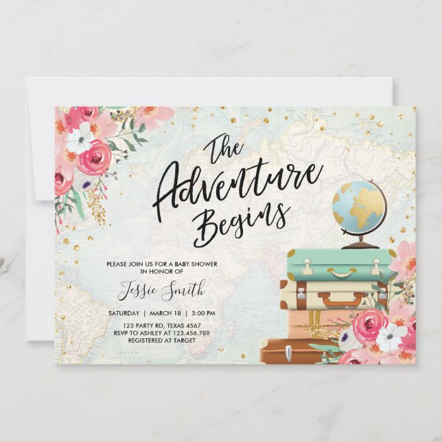 Convite O viagem que o chá de fraldas temático convida a (Frente)