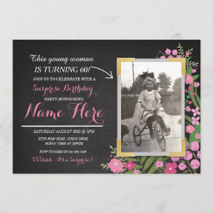 Convite O vintage do aniversário da foto floral convida
