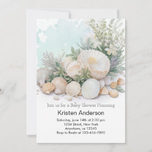 Convite Oásis de Seashell pelo Chá de fraldas do Oceano