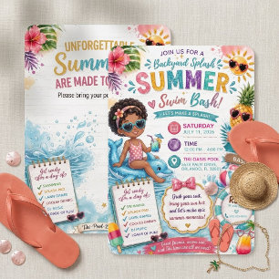 Convite Oásis Tiki Tropical Retrô de Verão Natação Anivers
