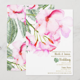 Convite Oásis Tropical Rosa Verde Casamento Floral Havaian