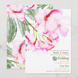 Convite Oásis Tropical Rosa Verde Floral Havaiano Casament