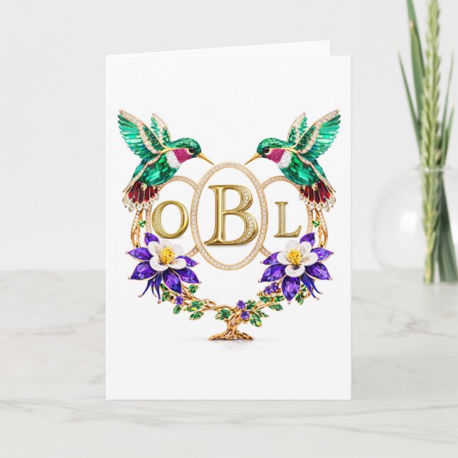 Convite OBL Beija-flor Qualquer Letras Casamento Dobrado P (Frente)