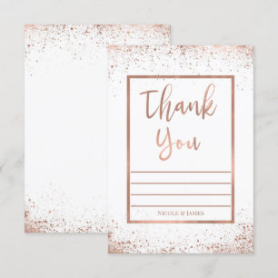 Convite Obrigada Casamento Moderno Glam Rosa Dourado Rose
