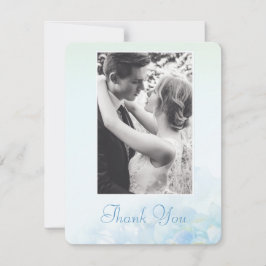 Convite Obrigada foto de casamento hortênsia azul verde