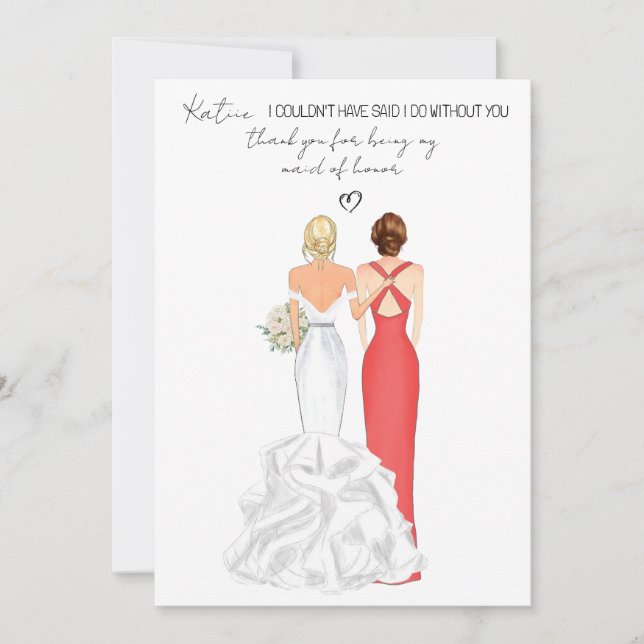 Convite Obrigada pessoal por ser minha Dama de honra (Frente)