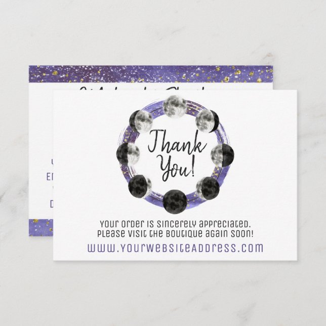 Convite Obrigado A Sua Placa De Ciclo De Lua Completa Com  (Frente/Verso)